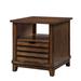 Transitional Style Gabriella End Table with Open Compartment & Drop-Down Doors, Oak