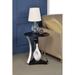 Modern Style Geiger End Table, Black Tempered Glass and Metal Stand, Chrome & Black Glass