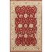 Vegetable Dye Red Chobi Peshawar Oriental Wool Area Rug Hand-knotted - 6'5" x 9'9"