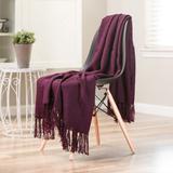 Chanasya Silky Textured Knit Throw Blanket With Tassels