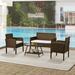 4 Pieces Brown Outdoor Rattan Sofa Seating Group Patio Convertion Set with Cushions