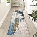 Stootrel Rug Runners for Hallways Non Slip Blue Green 60X400cm Hall Runner Narrow Rugs Custom Length Carpet Runner for Kitchen Office Front Door Indoor Outdoor Mat