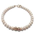 Love Gemstone Jewellery 9ct Gold Pearl Bracelet for Women with Genuine White Freshwater Pearl Beads and 6mm Gold Ball Beads, 7.5 inch (9ctgwpb+2-6mmgb7.5)