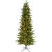 Fraser Hill Farm 7.5 Ft. Carmel Pine Slim Artificial Christmas Tree with Clear LED String Lighting