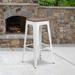 Flash Furniture Margherite High Backless Metal Outdoor Barstool w/ Square Wood Seat Wood in White | 30" | Wayfair CH-31320-30-WH-WD-GG