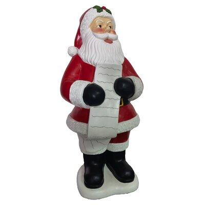 The Holiday Aisle® Resin African American Santa Claus Holding a Naughty & Nice List Statue Resin in White | 36 H x 17 W x 15 D in | Wayfair
