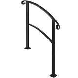 VEVOR Iron Step Handrail Stair Railing 1-3 Steps Adjustable Handrail Matte Black Metal | 41.7 H x 60 W x 3.9 D in | Wayfair 5FTHWTYFSBLACK001V0