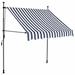 Arlmont & Co. Retractable Awning w/ Hand Crank & LEDs Sunshade Patio Shelter in Blue/White | 3 H x 78.7 W x 47.2441 D in | Wayfair