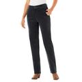 Plus Size Women's Corduroy Straight Leg Stretch Pant by Woman Within in Black (Size 30 T)