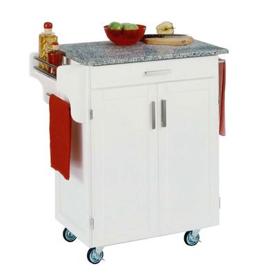 White Wood Cuisine Kitchen Cart with Salt & Pepper Granite Top by Homestyles in White Salt Water Dive Pepper
