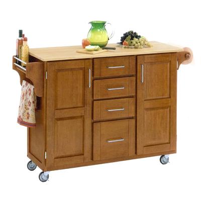 Large Cottage Oak Finish Create a Cart with Wood T...