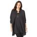 Plus Size Women's Georgette Button Front Tunic by Jessica London in Black (Size 14 W) Sheer Long Shirt