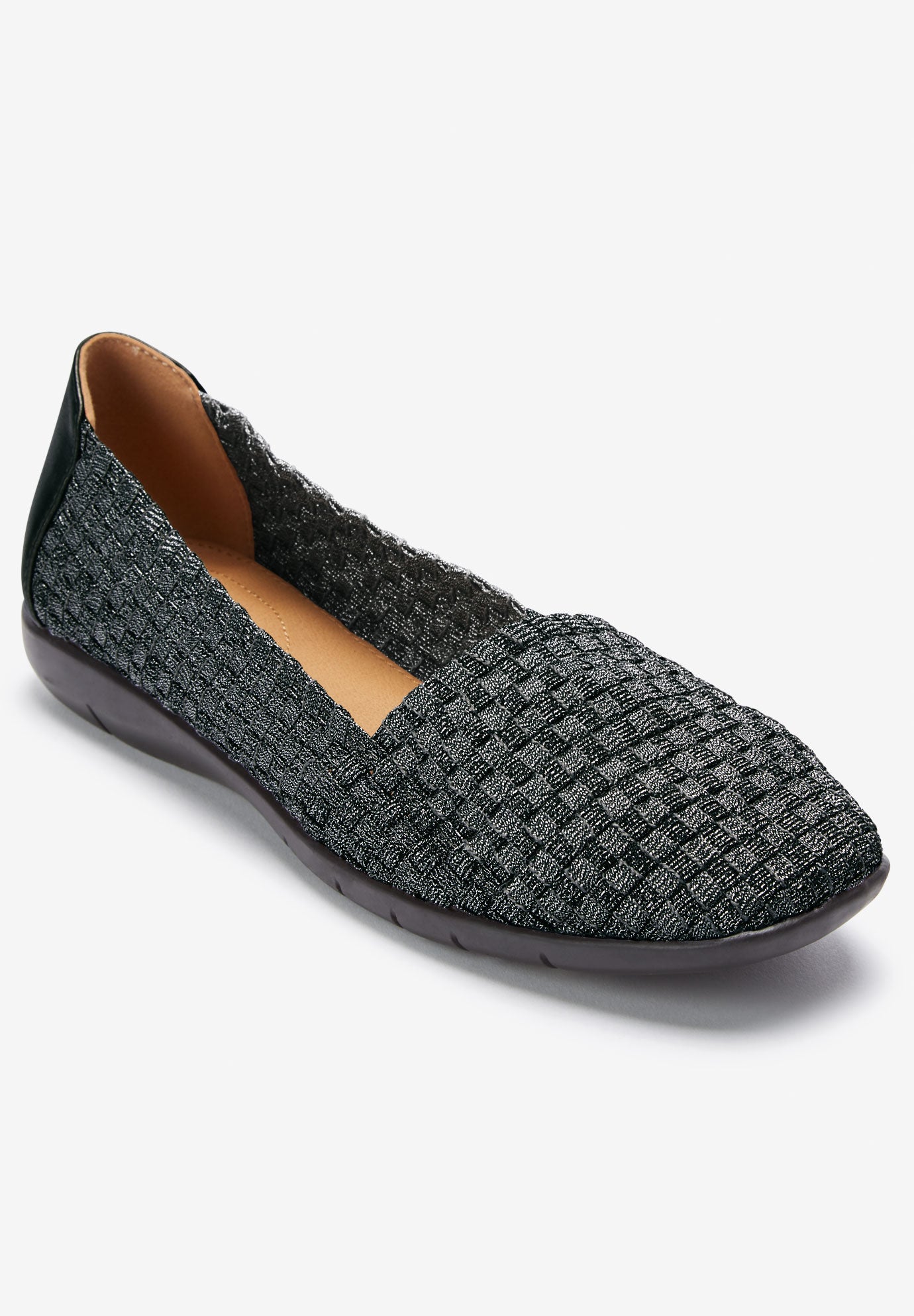 Extra Wide Width Women's The Bethany Slip On Flat by Comfortview in Black Metallic (Size 10 1/2 WW)
