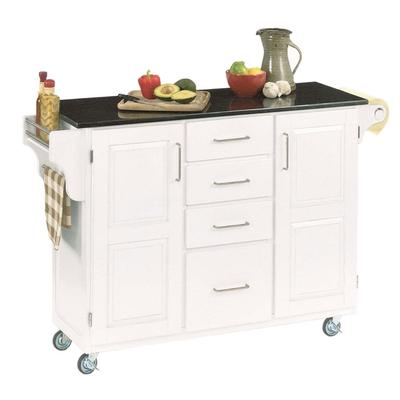 Large White Finish Create a Cart with Black Granite Top by Homestyles in White Black
