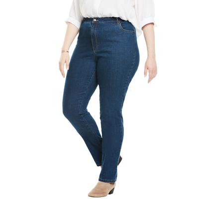 Plus Size Women's Straight-Leg Stretch Denim Jean by Woman Within in Medium Stonewash (Size 38 WP)
