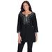 Plus Size Women's Sequined cotton tunic by Woman Within in Black (Size M)