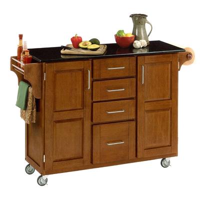 Large Cottage Oak Finish Create a Cart with Black Granite Top by Homestyles in Oak Black