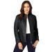 Plus Size Women's Zip Front Leather Jacket by Jessica London in Black (Size 22 W)