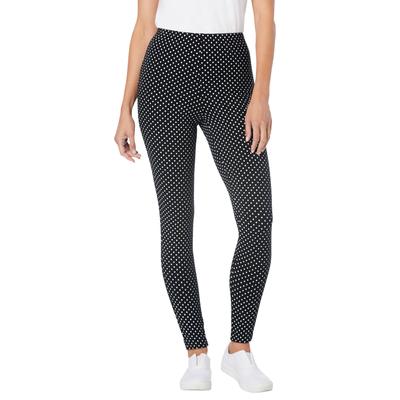 Plus Size Women's Stretch Cotton Printed Legging by Woman Within in Black Dot (Size L)