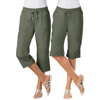 Plus Size Women's Convertible Length Cargo Capri/Bermuda by Woman Within in Olive Green (Size 26 W) Pant