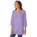 Plus Size Women's Perfect Three-Quarter Sleeve V-Neck Tunic by Woman Within in Soft Iris (Size L)