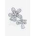 Women's Platinum Plated Silver Cubic Zirconia Spinning Daisy Flower Ring (1 5/8 cttw) by PalmBeach Jewelry in Silver (Size 9)