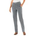 Plus Size Women's Corduroy Straight Leg Stretch Pant by Woman Within in Gunmetal (Size 20 WP)