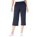 Plus Size Women's Elastic-Waist Knit Capri Pant by Woman Within in Navy (Size 6X)
