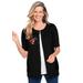 Plus Size Women's Perfect Elbow-Length Sleeve Cardigan by Woman Within in Black Floral Embroidery (Size 4X) Sweater