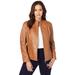 Plus Size Women's Zip Front Leather Jacket by Jessica London in Cognac (Size 12 W)