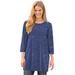 Plus Size Women's Perfect Printed Three-Quarter-Sleeve Scoopneck Tunic by Woman Within in Navy Offset Dot (Size 5X)
