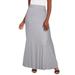 Plus Size Women's Everyday Stretch Knit Maxi Skirt by Jessica London in Heather Grey (Size 22/24) Soft & Lightweight Long Length