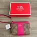 Coach Bags | Nwt Coach Double Corner Zip Wristlet Khaki/ Pink Ruby | Color: Pink | Size: Os