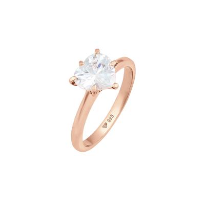 Elli Herz Zirkonia Verlobungsring Solitär 925 Silber 54 Damen Image