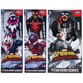 Spider-Man Marvel Bundle of 3 Titan Hero Series Maximum Venom 12-inch Action Figures Miles Morales, Ghost-Spider, Venom