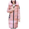 long ladies coat fur lined coat pu leather jacket women grey shacket women women quilted jacket leather motorcycle jacket (winter coats A6-Pink,XXL)