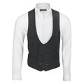 Mens Double Breasted Low U Cut Formal Suit Waistcoat FittedSmart Casual Vest, Black-50