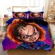 PTNQAZ Puppet Horror Doll Bedding Set 3D Printed Duvet Covers Sets With Pillowcases Child of Play Moive Character Chucky Doll Bed Linen Quilt Covers (Double,2)