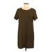 Bobeau Casual Dress - Shift: Green Solid Dresses - Women's Size Small