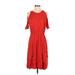 Just Fab Casual Dress - DropWaist: Orange Solid Dresses - Women's Size Small