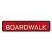 Lizton Sign Shop, Inc Boardwalk Location Aluminum Sign Metal in Gray/Red/White | 4 H x 18 W x 0.04 D in | Wayfair 1198-A418