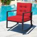 Red Barrel Studio® Patiojoy 2 Pcs Outdoor Wicker Rocking Chair Rattan w/ Cushion in Red/Orange | 33 H x 26.5 W x 36 D in | Wayfair