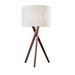 Tripod Leg Walnut Wood Table Lamp - 15" W x 15" D x 29.5" H