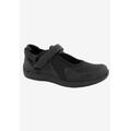 Wide Width Women's Buttercup Mary Jane Flat by Drew in Black Black Stretch (Size 5 1/2 W)