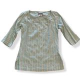 Columbia Tops | Columbia Square Neck 3/4 Sleeve Tunic Shirt Top Green Stripes Womens Size S | Color: Green/White | Size: S