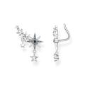 THOMAS SABO Sabo Ohrringe Ear Climber Royalty Sterne mit Steinen aus 925 Sterlingsilber, Maße: ca. 1,5cm x 1,8cm, H2223-945-7