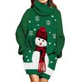 Viottiset Women's Funny Vintage Christmas Tree Snowman Alpaca Flakes Jumper Pattern Tops 05 Dark Green X-Large