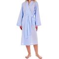 Slenderella Ladies 45"/114cm Luxury Lightweight Blue with White Spots 100% Cotton Shawl Collared Belt Up House Coat Dressing Gown with Lace Trim Size Large 16/18