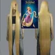 Raiponce-Perruque de Cosplay Longue et Lisse Coiffure Dorée de 150cm avec Bonnet
