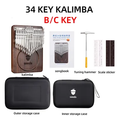 Dnomatic-Kalimba à 34 touches double couche piano à pouces noir brochure clavier mbira